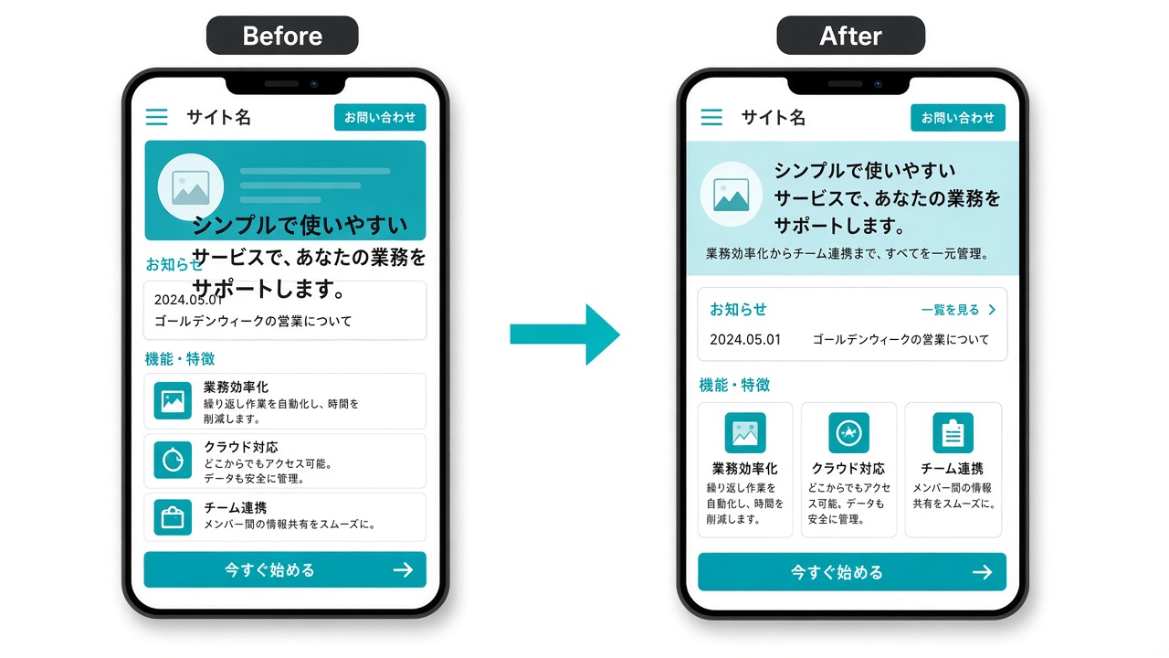 スマホ表示のBefore / After修正事例